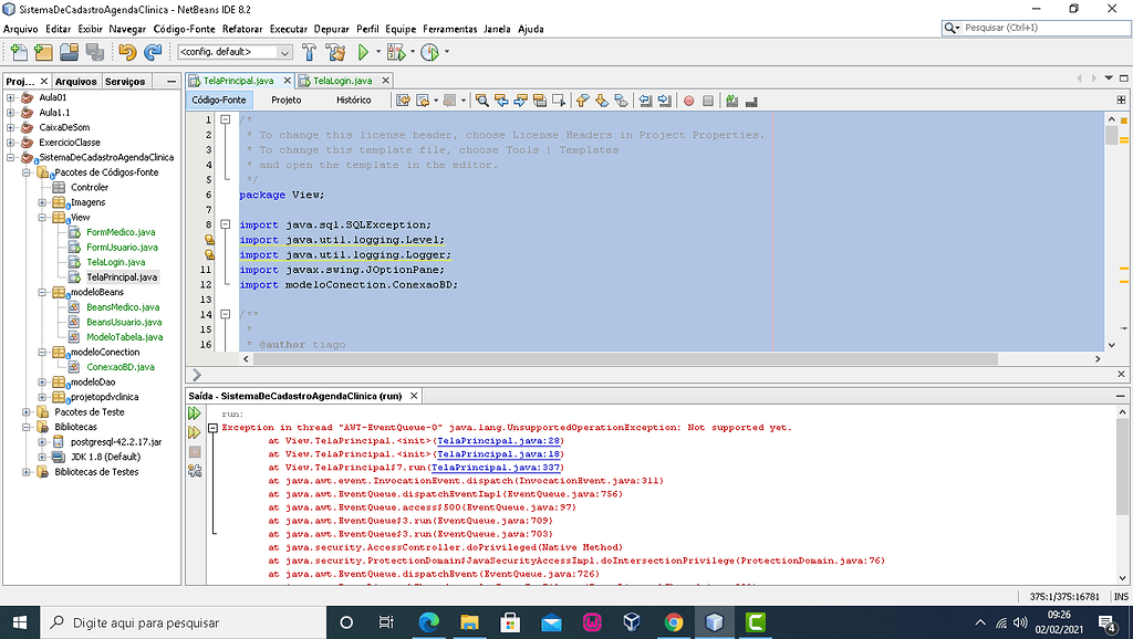 Problema Ao Executar O Sistema No Netbeans Programa O Guj