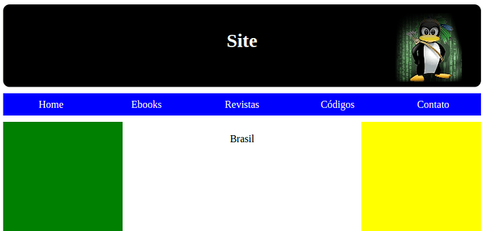 site com menu centralizado